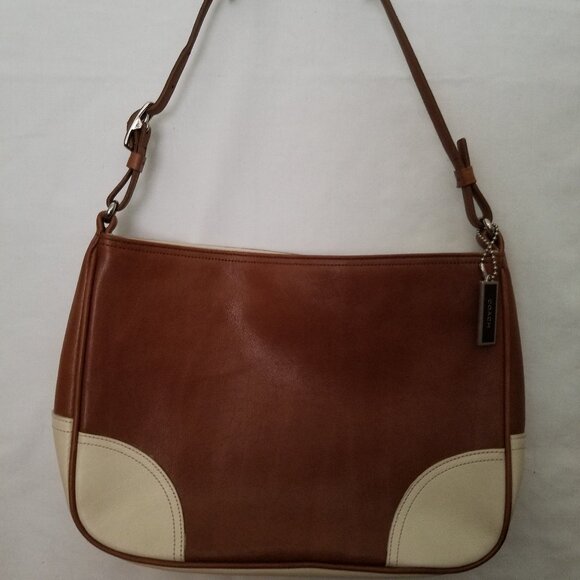 Authentic Coach Brown Cream Satchel Handbag - Picture 1 of 7